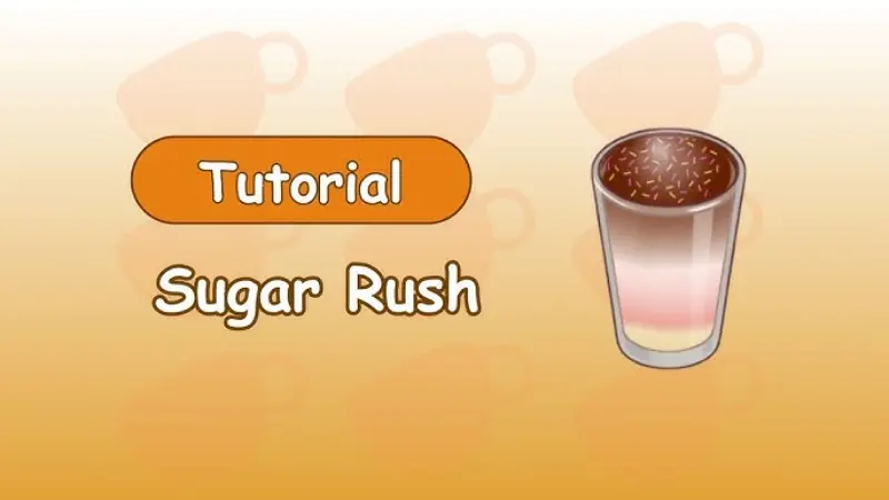 The colorful Sugar Rush drink in a large glass, topped with a generous amount of rainbow sprinkles.
